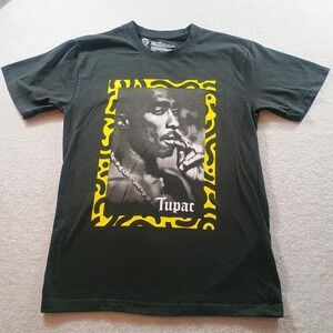 Cross Colours Mens Tupac Shakur Graphic Tee Black Medium 2Pac Rap Shirt
